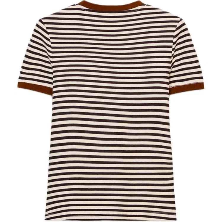Женская футболка с полосками и круглым вырезом ZARA, Stripes — фото 3