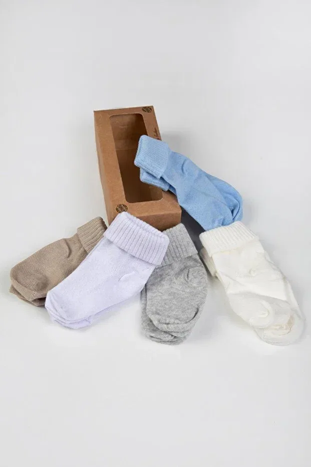 Детские носки для новорожденных хлопковые набор 5 пар Organic Cotton 5-Piece Newborn Baby Socks Set Baby Shez, Blue — фото 2