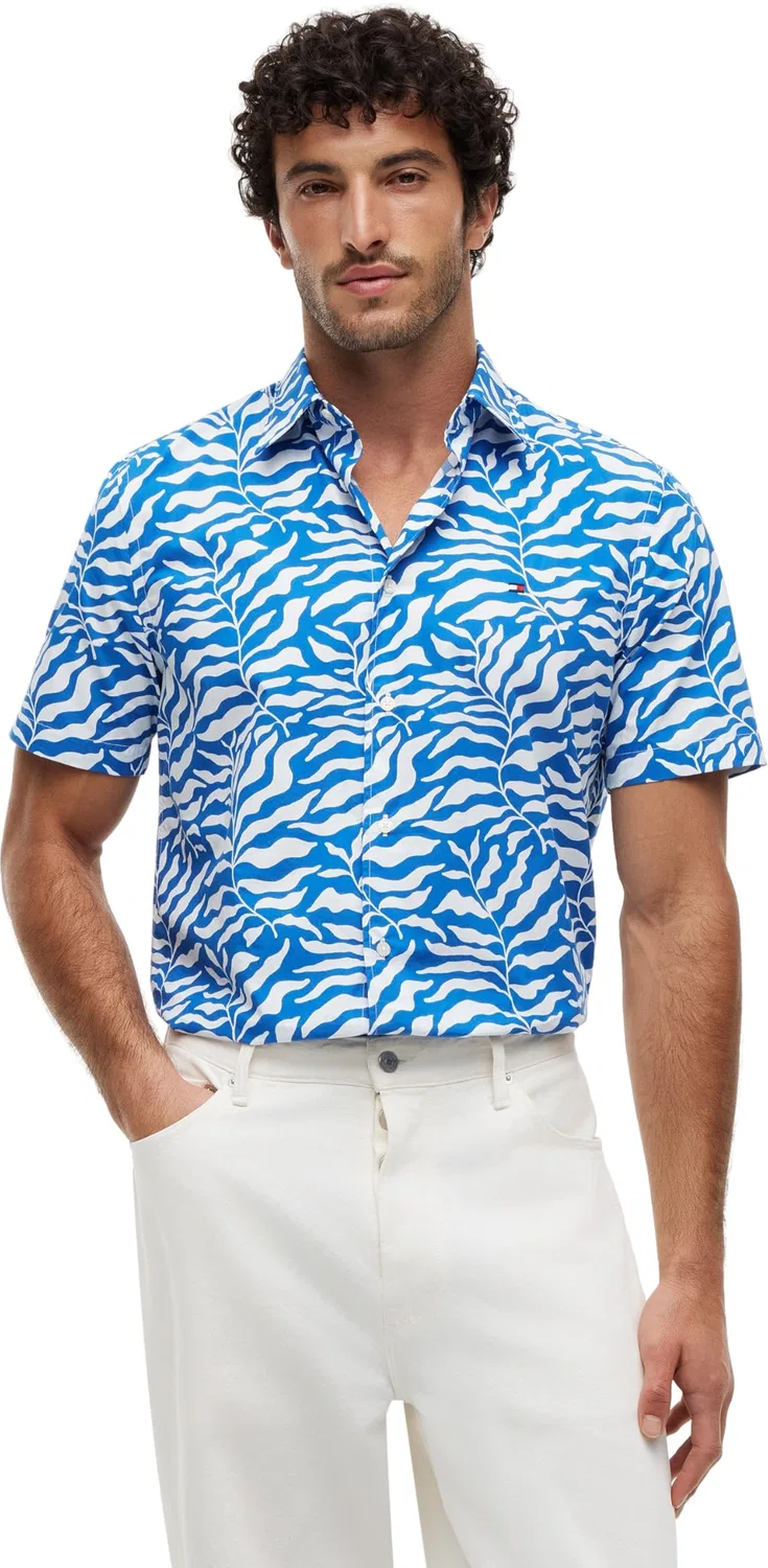 Мужская рубашка с коротким рукавом Papertouch Palm Tommy Hilfiger, Blue (Blue Orbit / Allover)