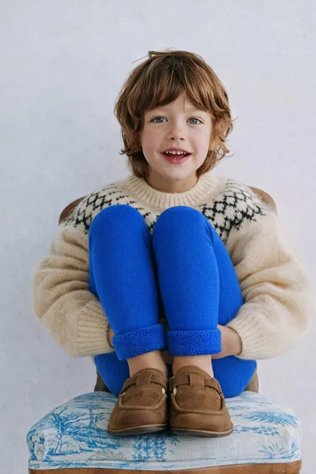 Детские леггинсы для девочек хлопковые с принтом Towel Inside Children's Leggings Saks Blue Katia&Bony, Sax