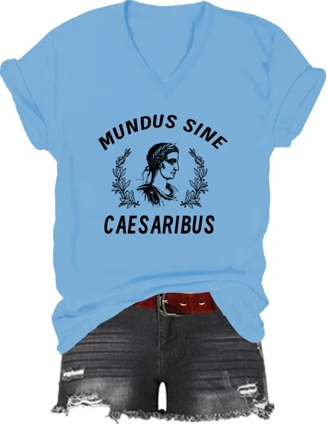 Футболка с принтом V-образным вырезом A World Without Caesars, Sky Blue