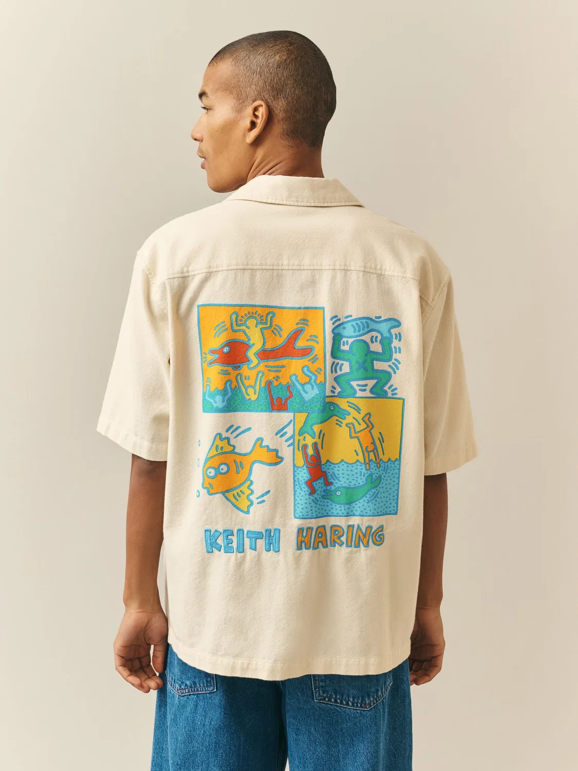 Рубашка с принтом Keith Haring, свободный крой Next, цвет экрю