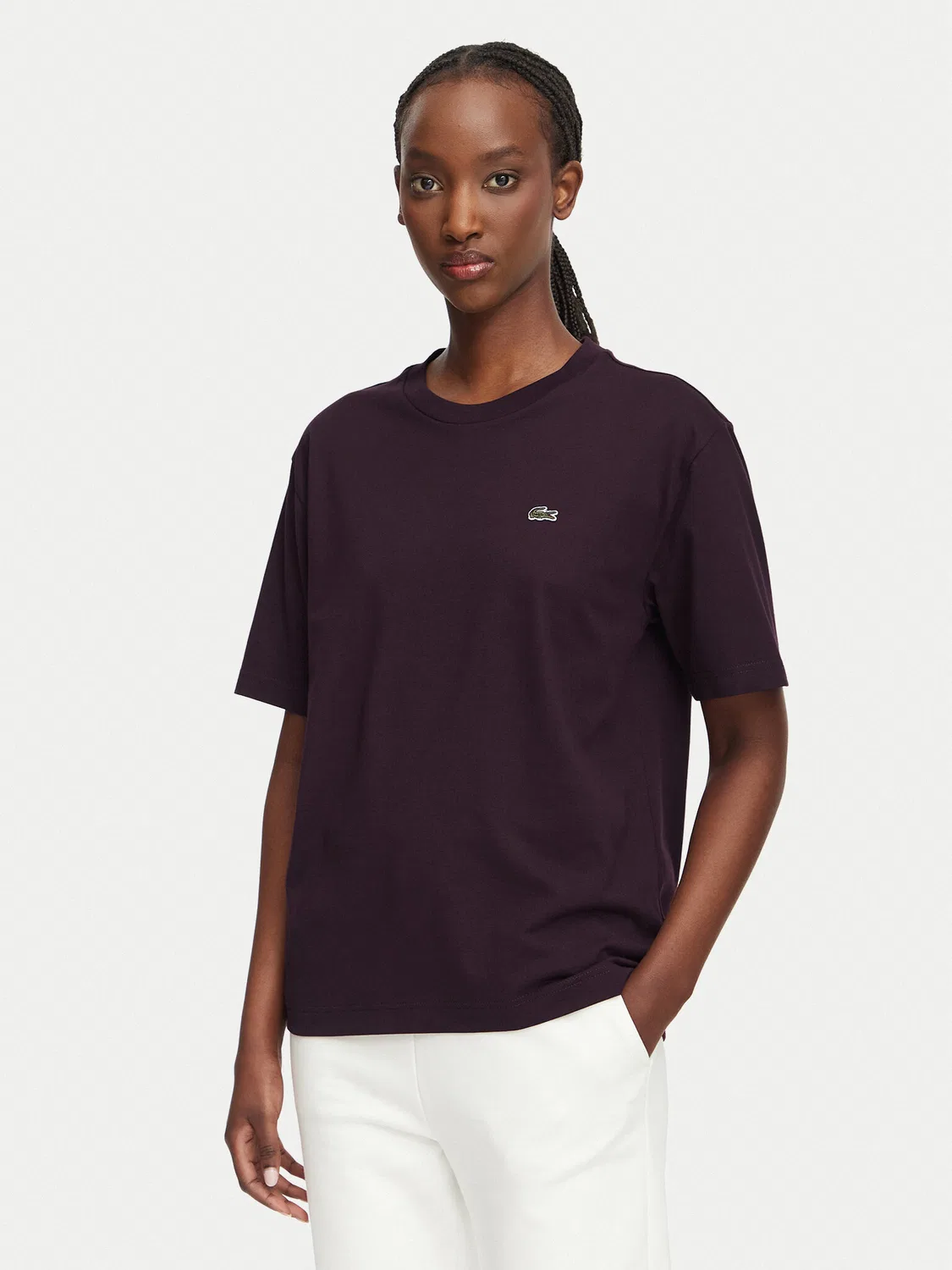 Женская футболка стандартного кроя Lacoste, темно-красный
