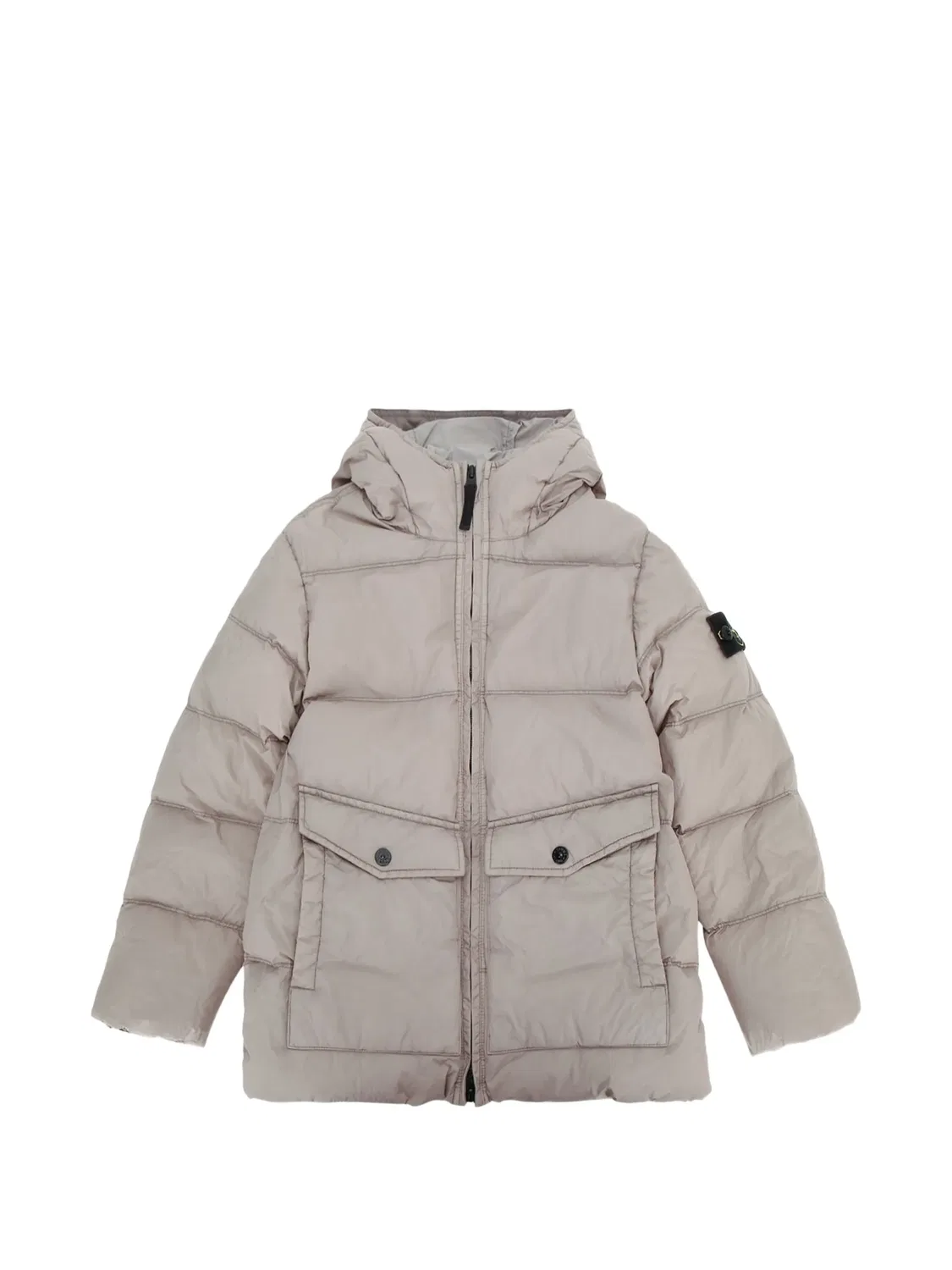 Пуховик с капюшоном Stone Island Junior, нейтральные цвета