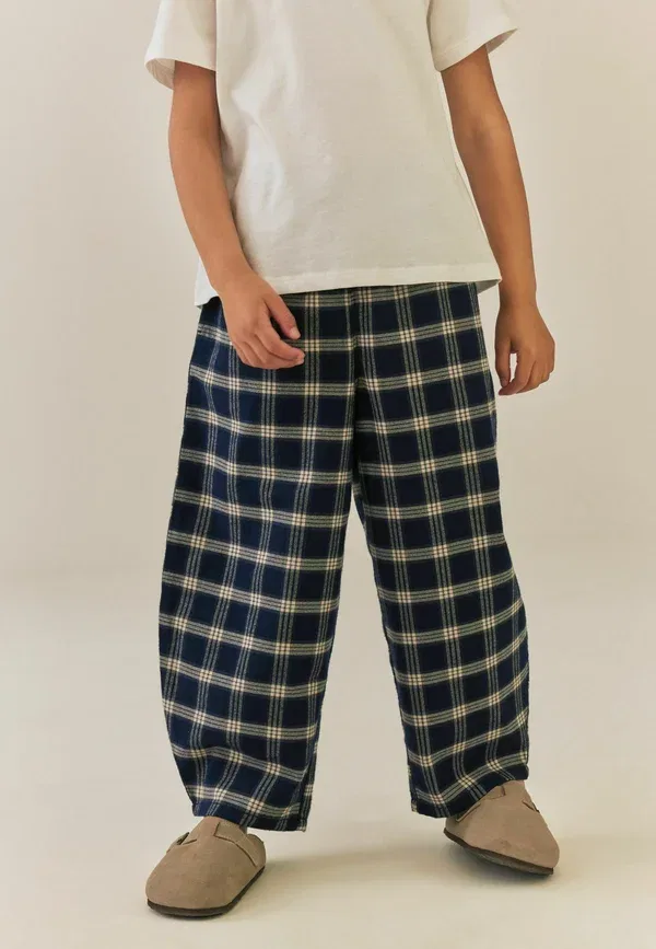 Брюки фланелевые Regular fit - pullon barrel trousers Next, темно-синий check — фото 2