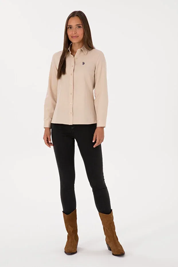 Женская рубашка с длинным рукавом U.S. Polo Assn., Sand — фото 4
