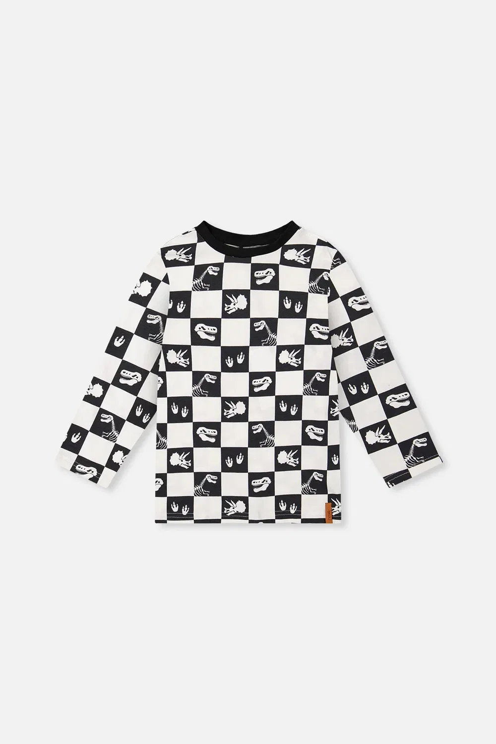 Детский лонгслив с принтом Black and White Checker Deux par Deux, Black and White Checker