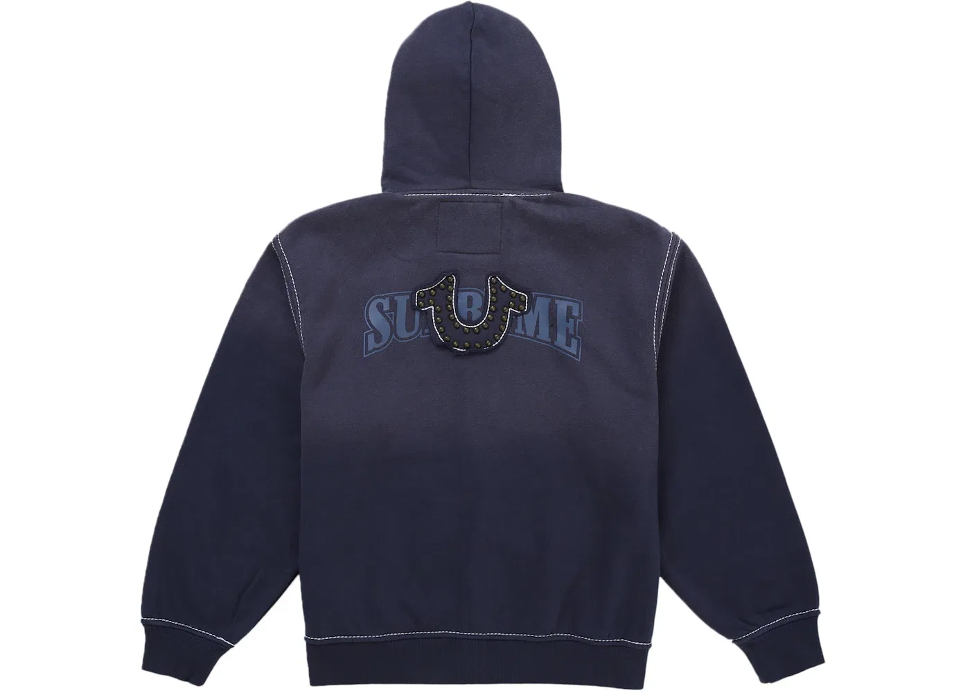 Мужская худи с принтом Supreme True Religion Zip Up Hooded Sweatshirt FW25 Supreme, Navy — фото 2