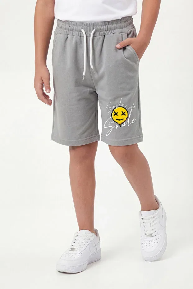 Детские шорты для мальчиков с принтом Fyk Kids, Gray — фото 2