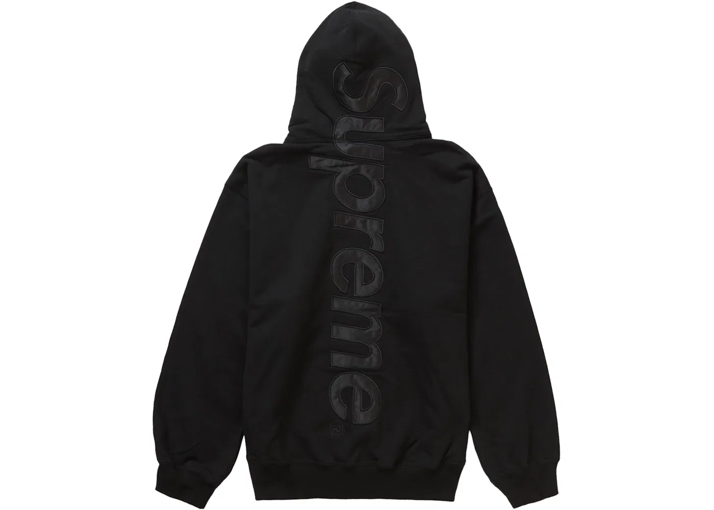 Мужская худи с сатиновой аппликацией Supreme, Черный