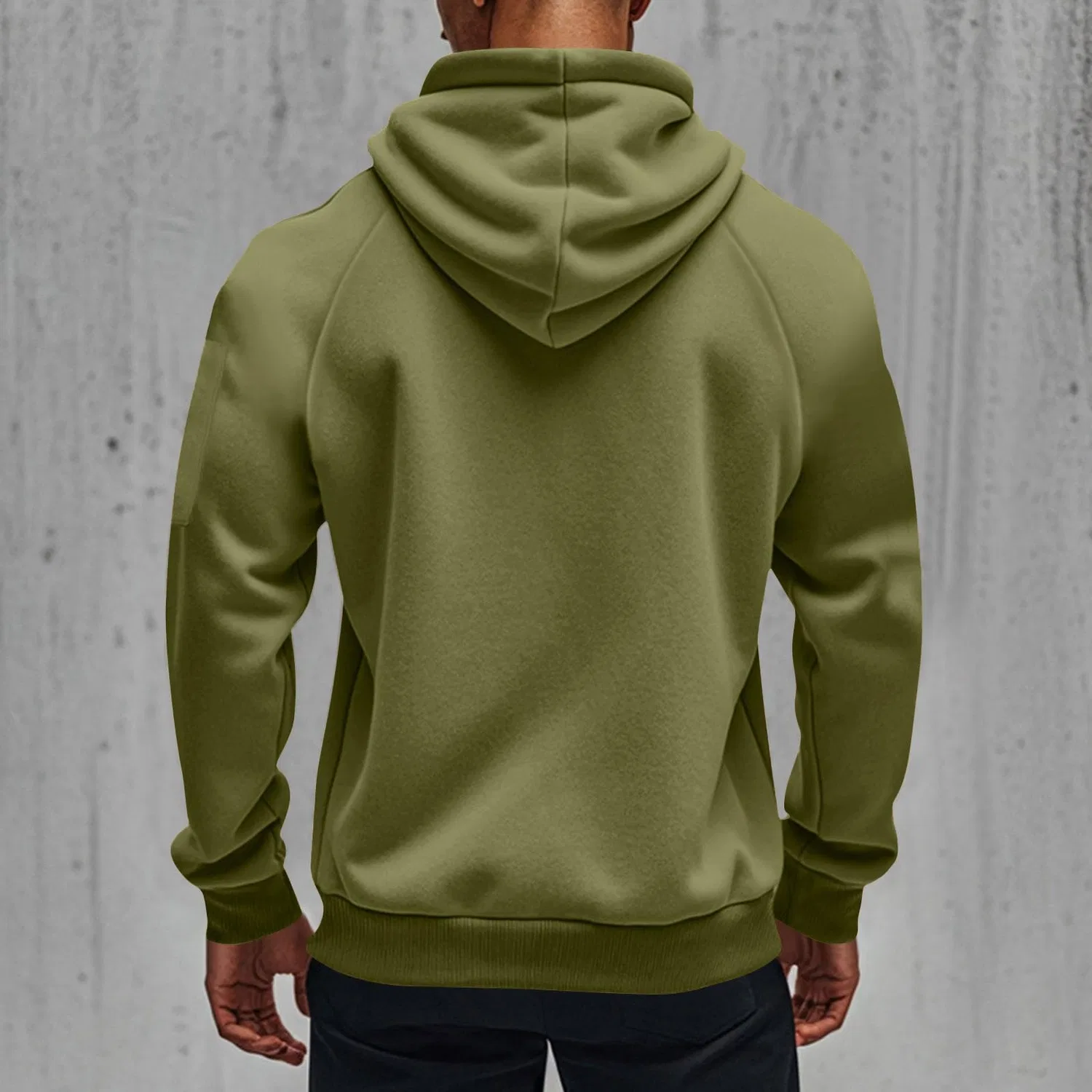 Мужской худи с флисом Military Long Sleeve, Green — фото 2