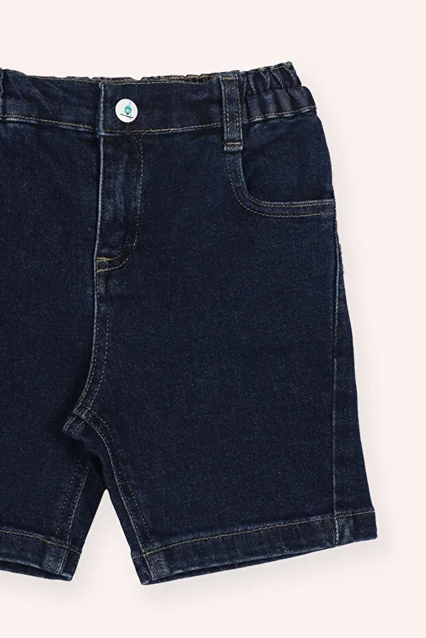 Детские шорты джинсовые с моделью Baby Boy Navy Blue Denim Shorts With Pockets Panço, 002-Blue — фото 2