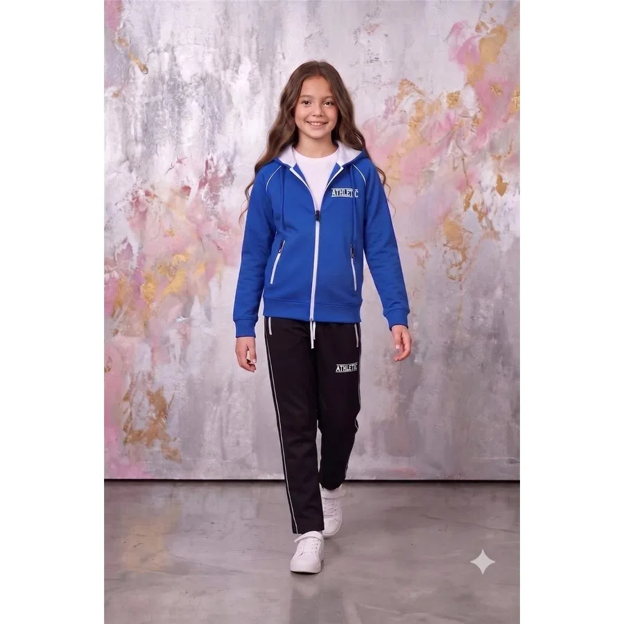 Спортивный костюм с капюшоном и реглан-рукавом Athletic Pina Kids, Черный — фото 3