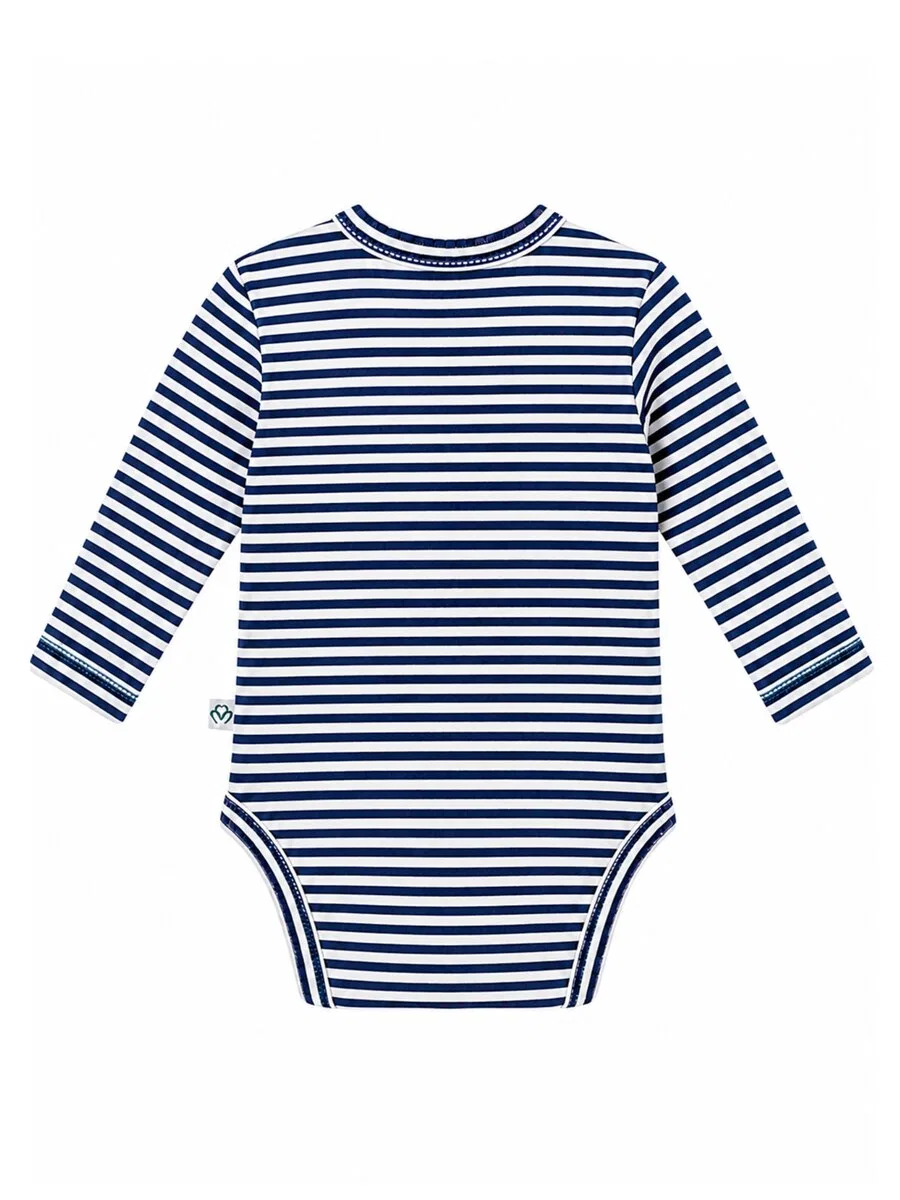 Комбинезон/боди OrganicEra 'OrganicEra Romper/Bodysuit in Indigo Stripe' в цвете индиго — фото 2