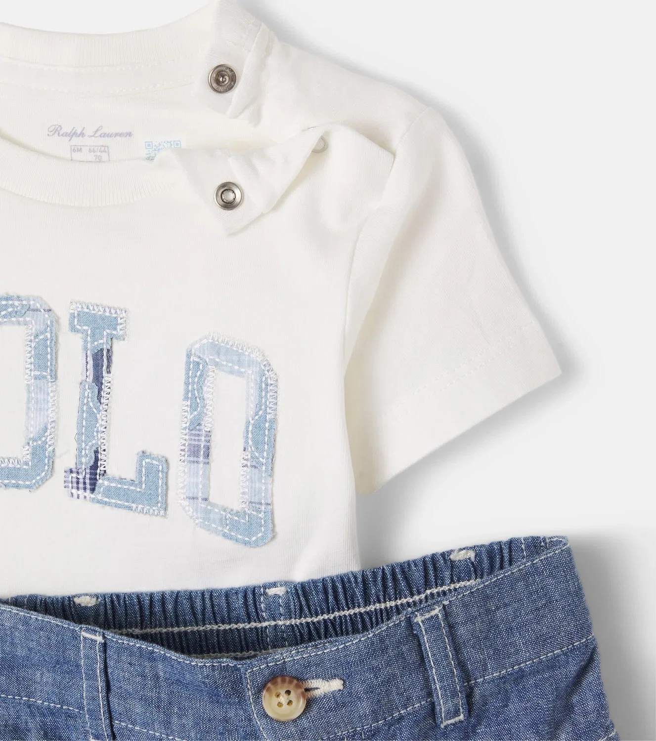 Комплект из футболки с логотипом и шорт для малышей, Polo Ralph Lauren Kids, белый — фото 3