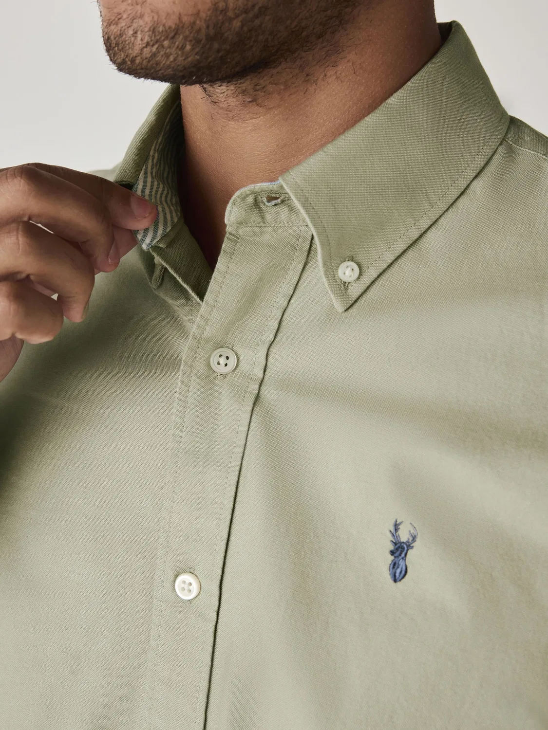 Рубашка оксфордская Slim Fit, Sage Green Next — фото 4
