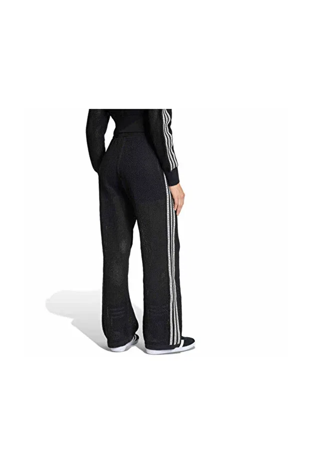 Женские широкие спортивные брюки Crochet tp women's casual sweatpants kc6494 Adidas, Black — фото 4