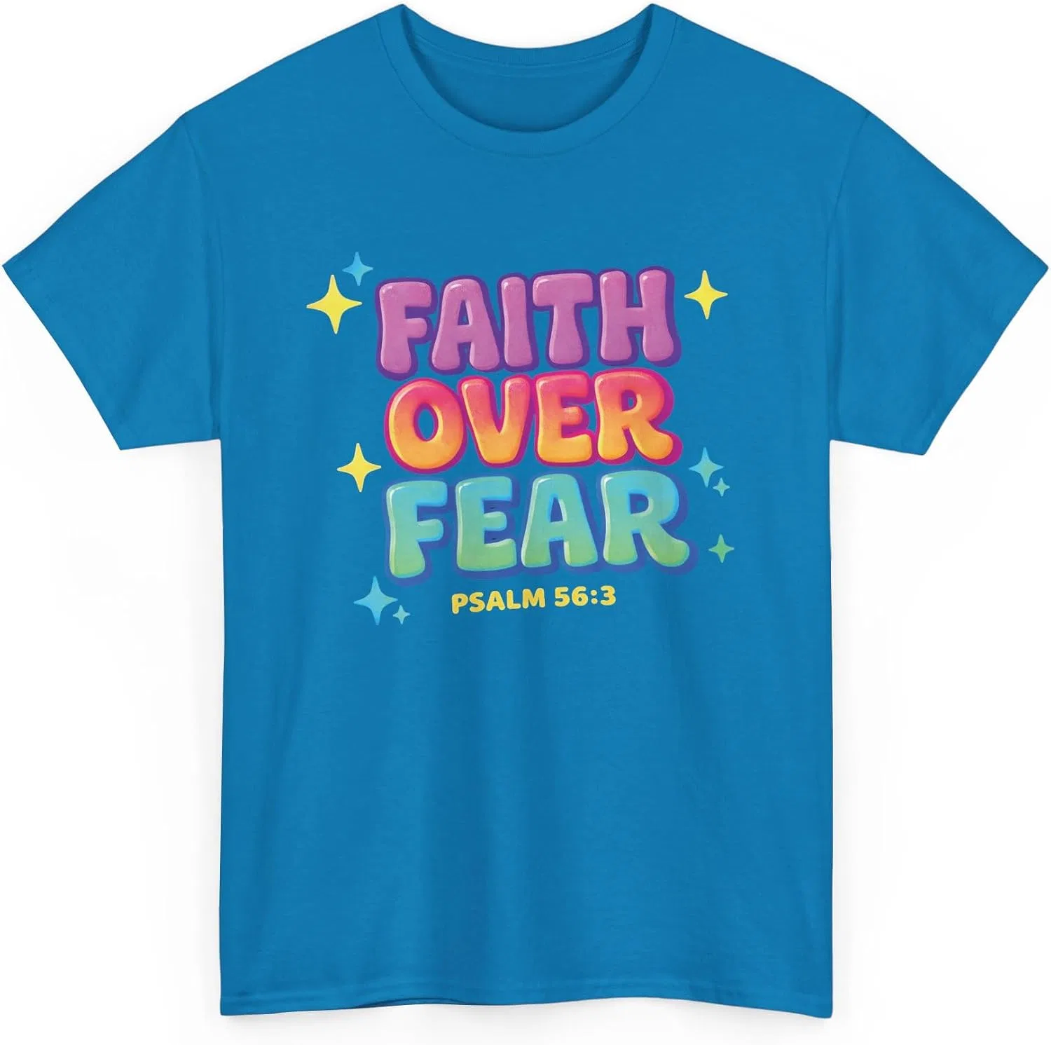 Мужская футболка с принтом Faith Over Fear, сапфировый