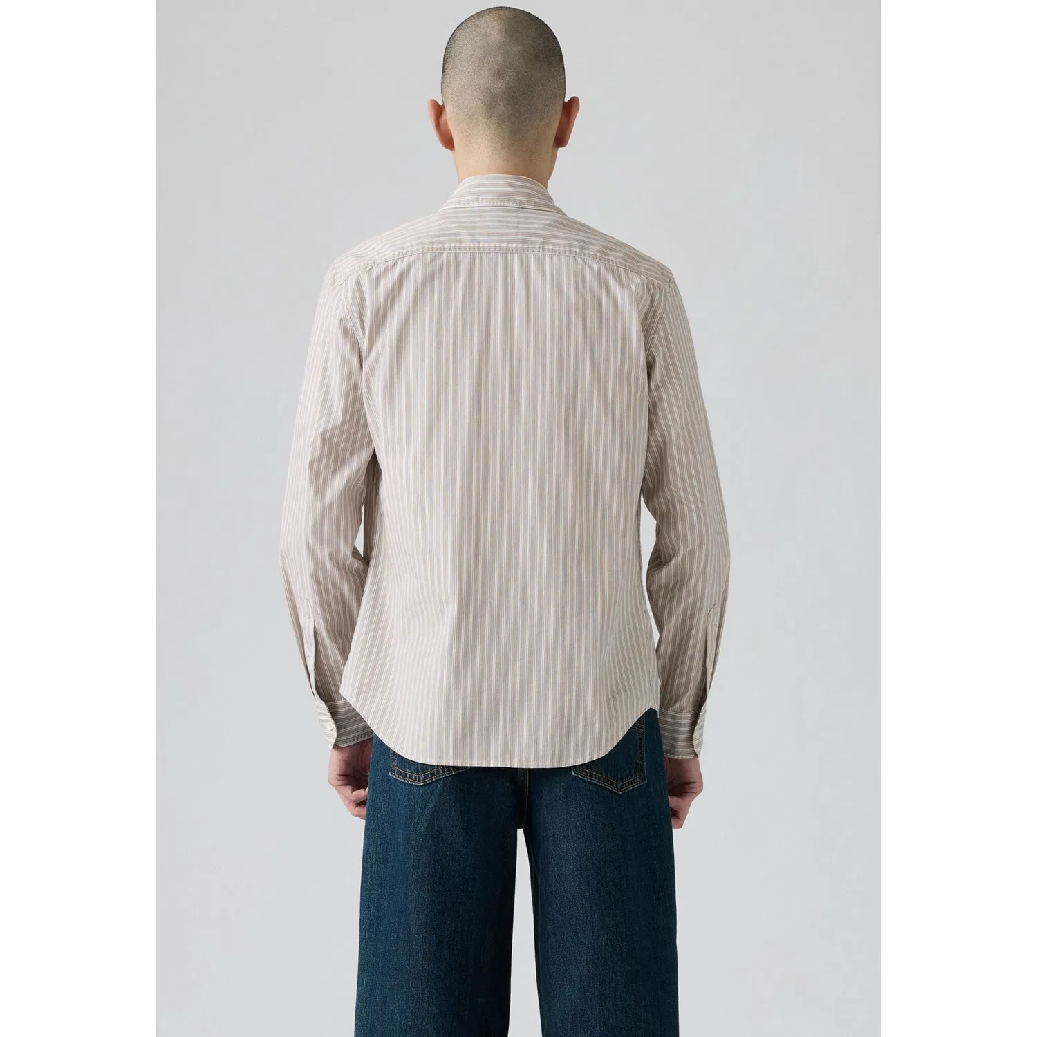 Мужская джинсовая рубашка с длинным рукавом slim fit Levi's, Rory Stripe Bright White — фото 3