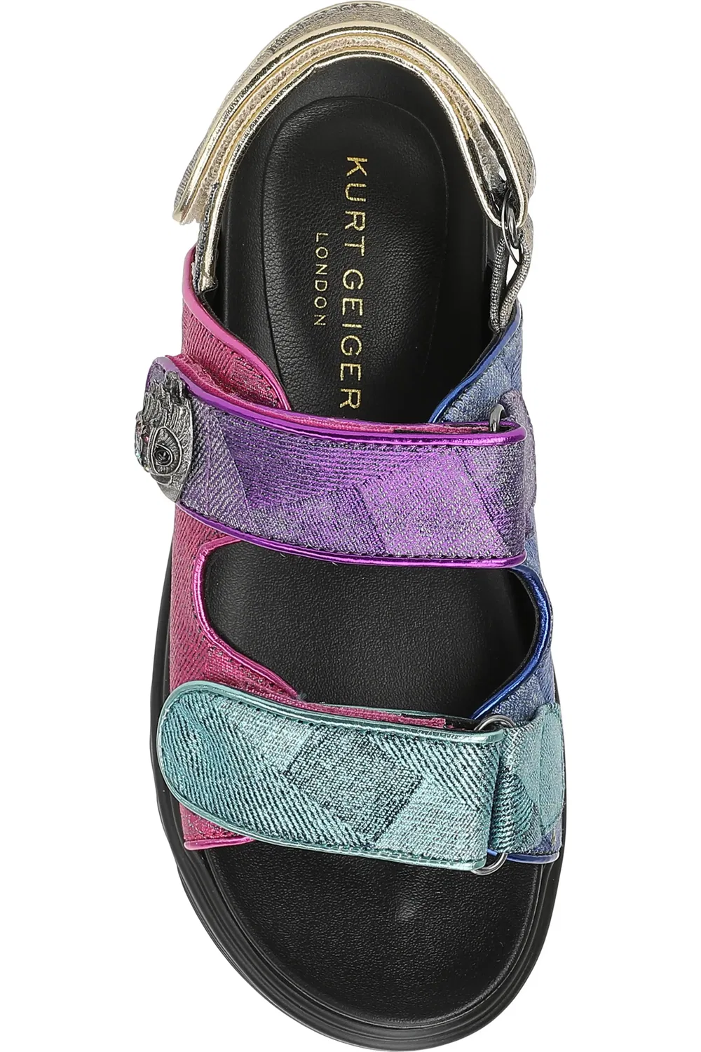 Детские сандалии спортивные с кристаллами Mini Orson Kurt Geiger London, Denim/Multi — фото 4