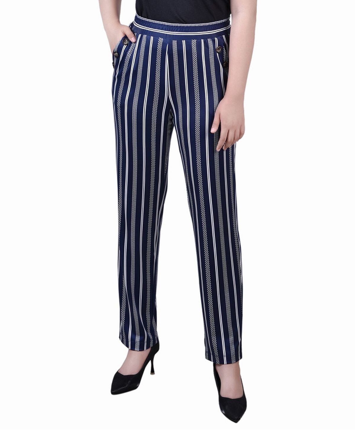 

Брюки petite без застежки с широкой талией NY Collection, мульти, Серый, Брюки petite без застежки с широкой талией NY Collection, мульти