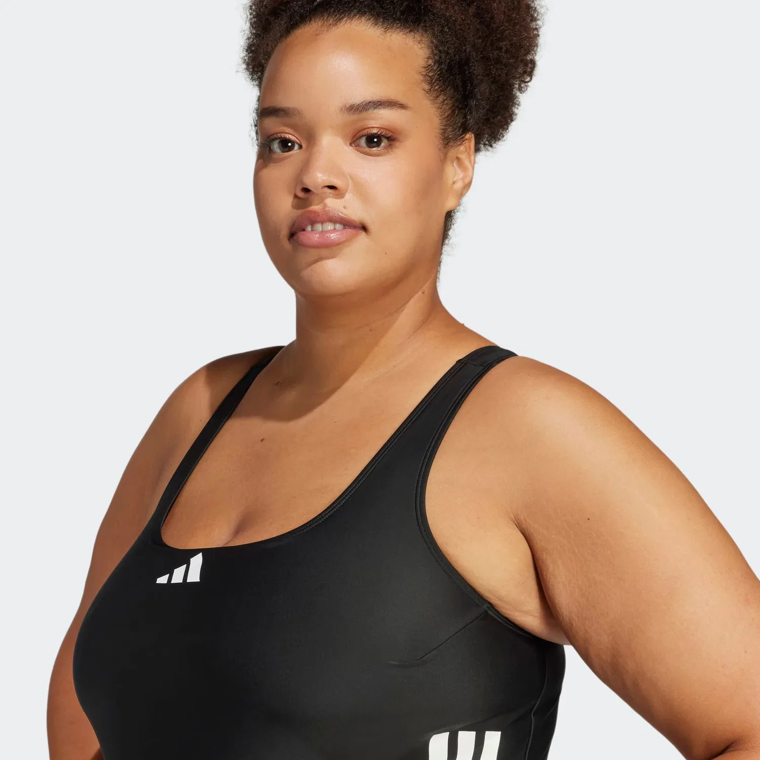 Женский спортивный купальник слитный с тремя полосками Adidas Performance, Black/White — фото 4