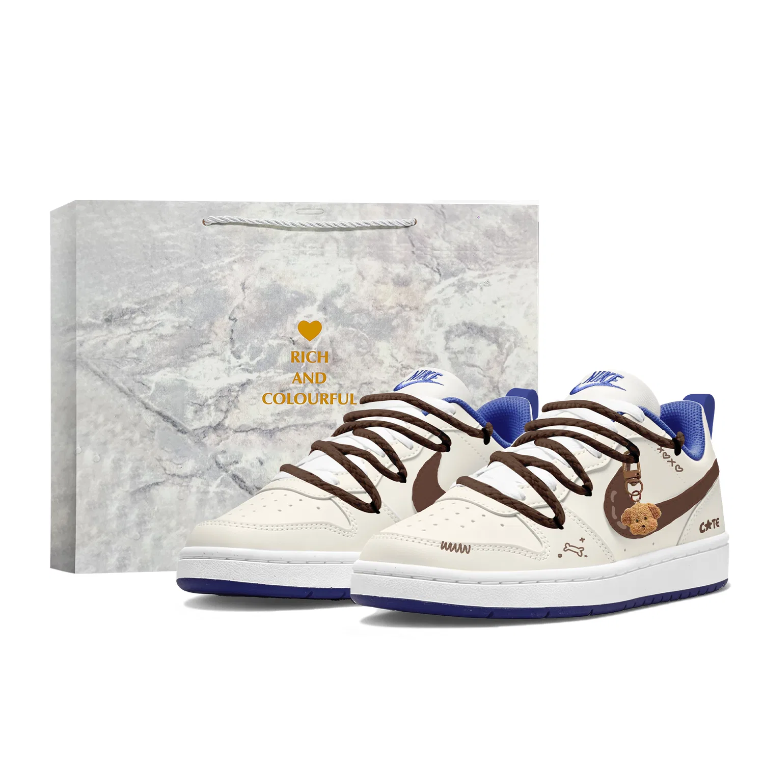 Детские кроссовки-скейтборд с принтом Nike Court Borough Low Recraft Brown