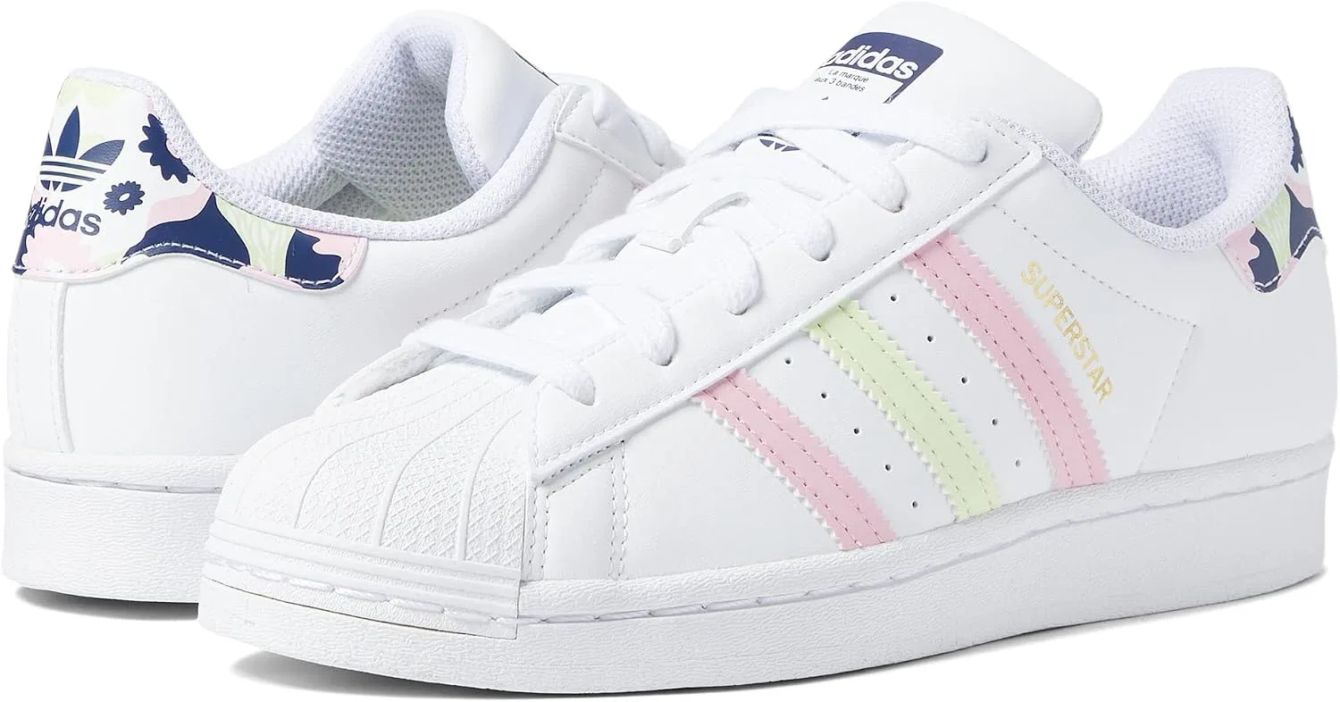 Детские кроссовки для девочек adidas Superstar, White/Pink-White