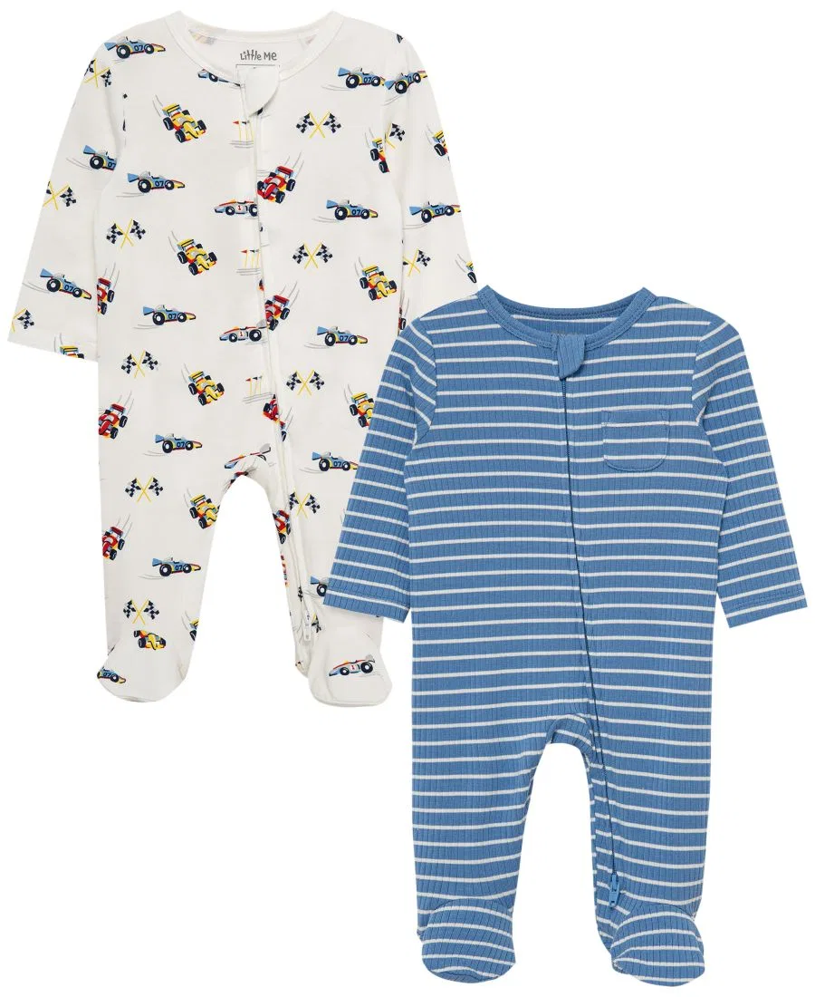 Комплект боди для младенца с длинным рукавом Grand Prix Little Me, White/Blue