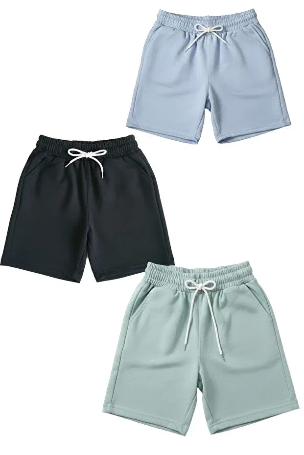 Детский комплект шорт для мальчиков и девочек с принтом Basics Aytok Tekstil, Blue-Black-Green