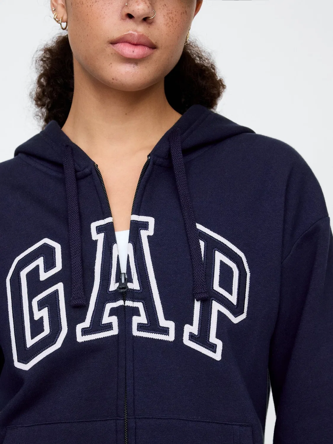 Худи на молнии, свободная посадка Gap, темно-синий — фото 4