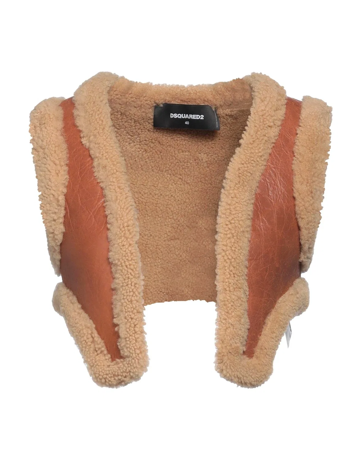 Женский жилет из кожи с глубоким вырезом Dsquared2, бежевый