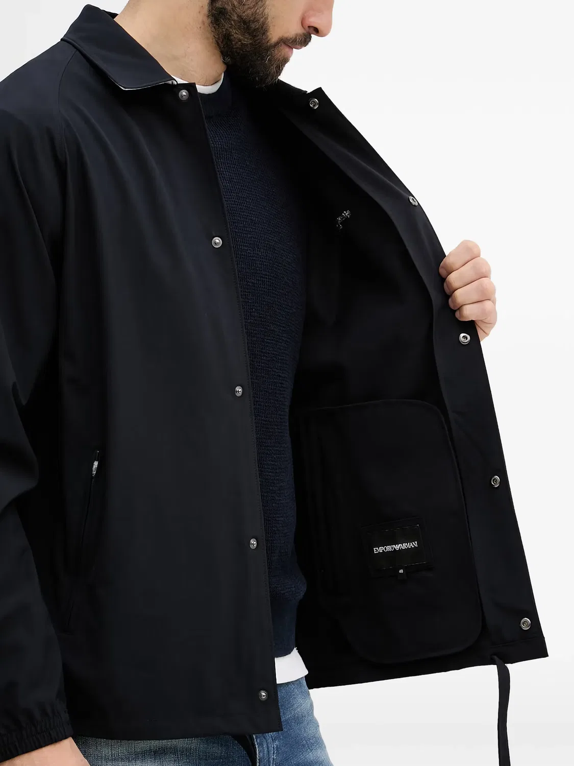 Emporio Armani Куртка-рубашка с вышитым логотипом, синий — фото 2