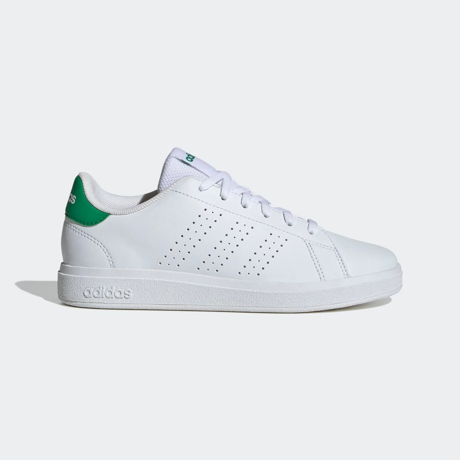 Детские кроссовки с тремя полосками Adidas, Cloud White/Ftwr White/Green — фото 2
