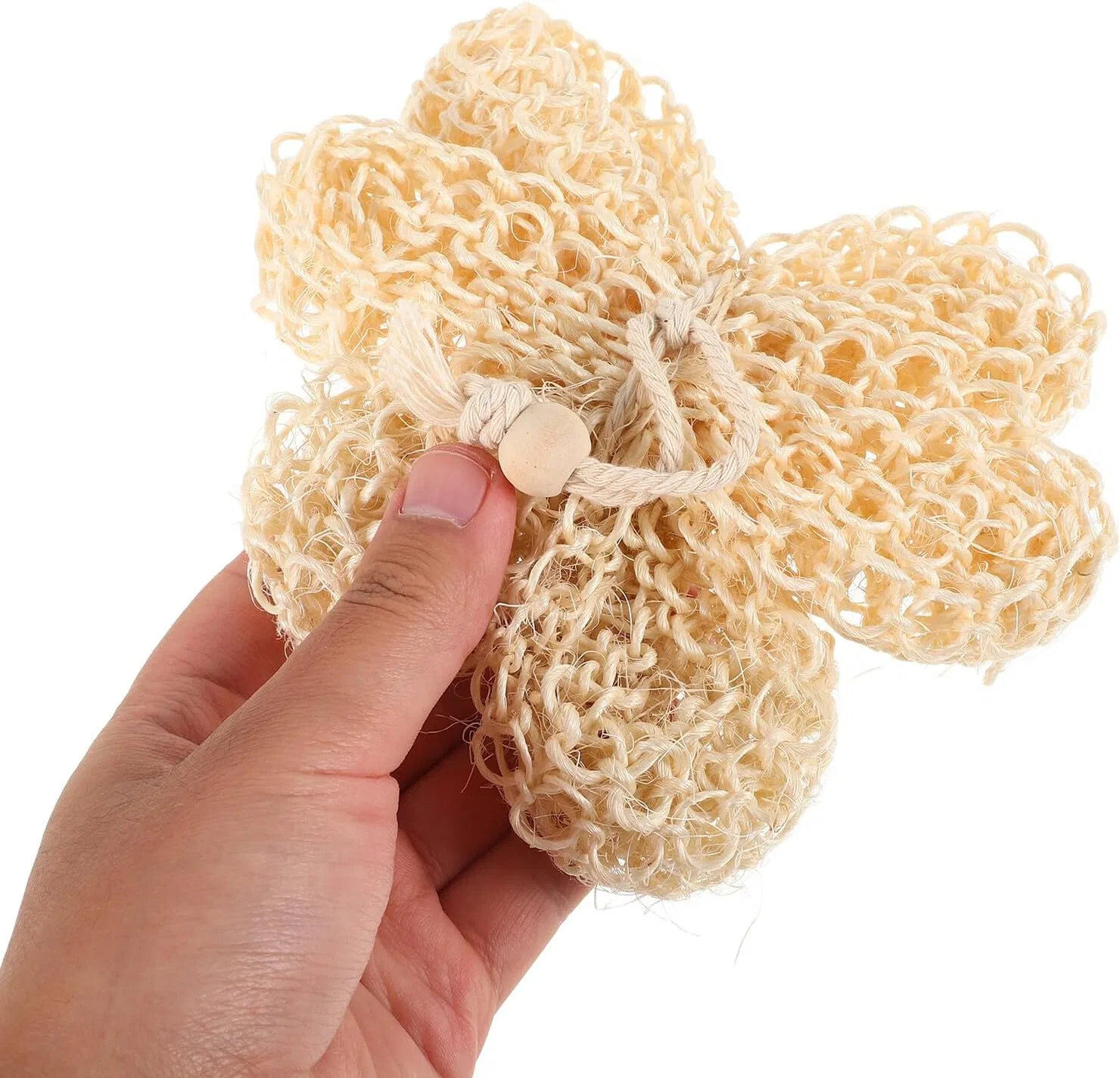 Мочалка для пилинга Sisal с цветочным узором HEALEEP, 13x12x3 см, бежевый — фото 3