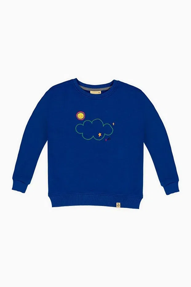 Детские свитшот для девочек с вышивкой Beetlebeez, Saks Blue