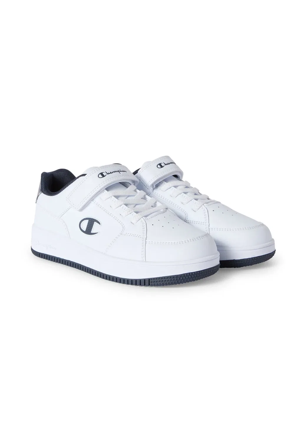 Rd18 линзовидные b ps низкие баскетбольные кроссовки Champion, White And Navy Blue — фото 2