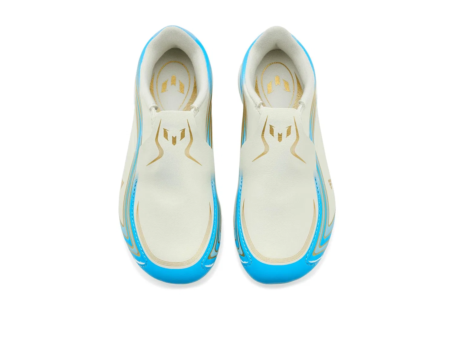 Бутсы F50 Messi League Laceless Firm Ground Football Boo (для маленьких и больших детей) Adidas Kids, Ivory/Semi Blue Burst/Icey Blue — фото 3