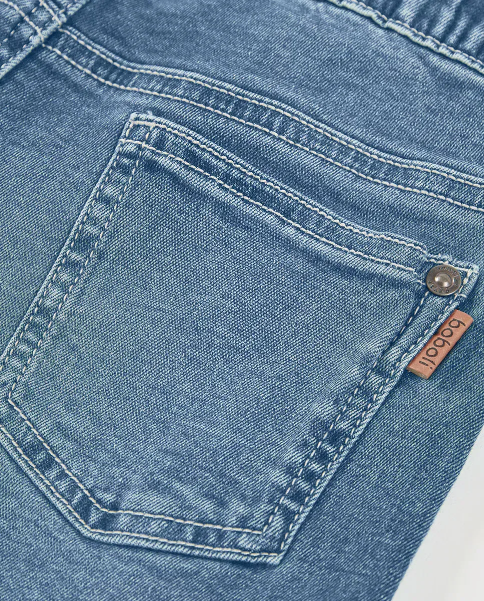 Детские шорты для мальчиков джинсовые на резинке Boboli, Azul Denim — фото 4