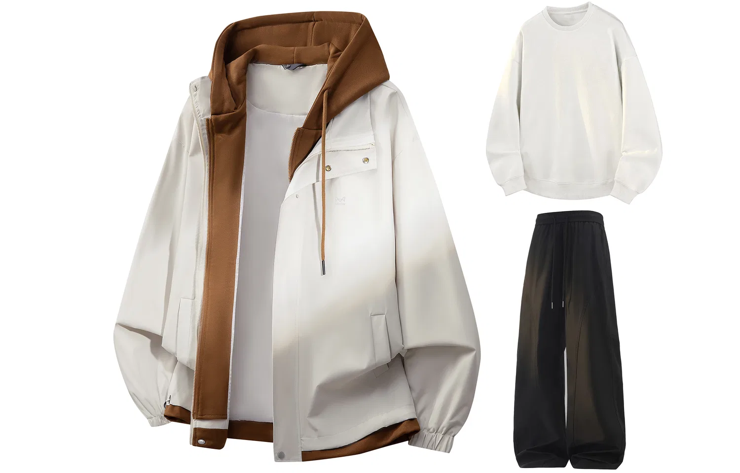 Женский комплект из ветровки и брюк Apricot Coffee+White+Black MIIOW