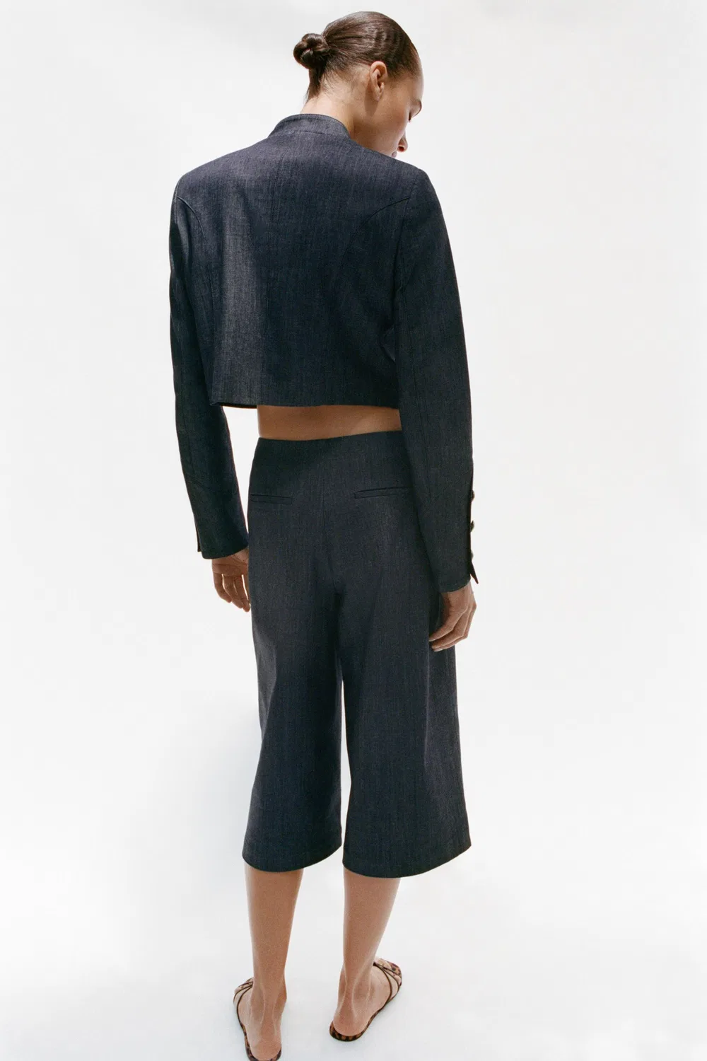 Длинные бермудские шорты на пуговицах ZARA, Indigo — фото 3