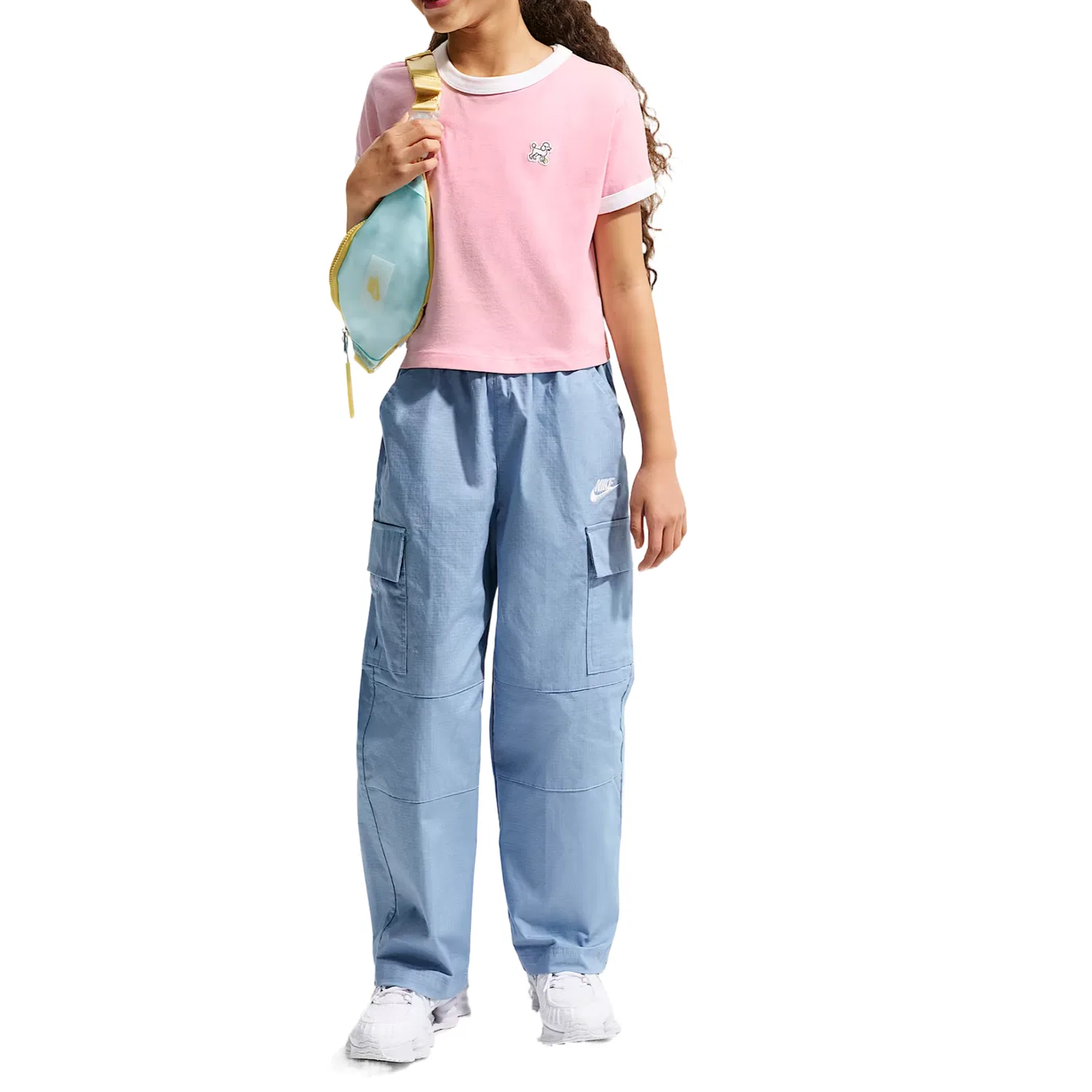 Детская футболка с круглым вырезом Medium Soft Pink/White Nike