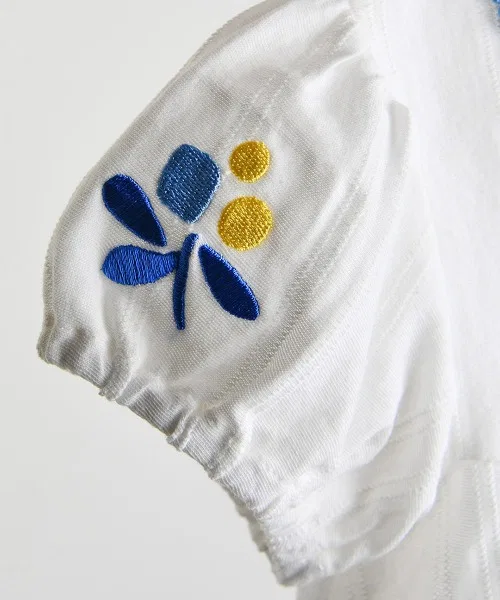 Детский комплект из топа и шорт с вышивкой, moimoln, Off White — фото 4