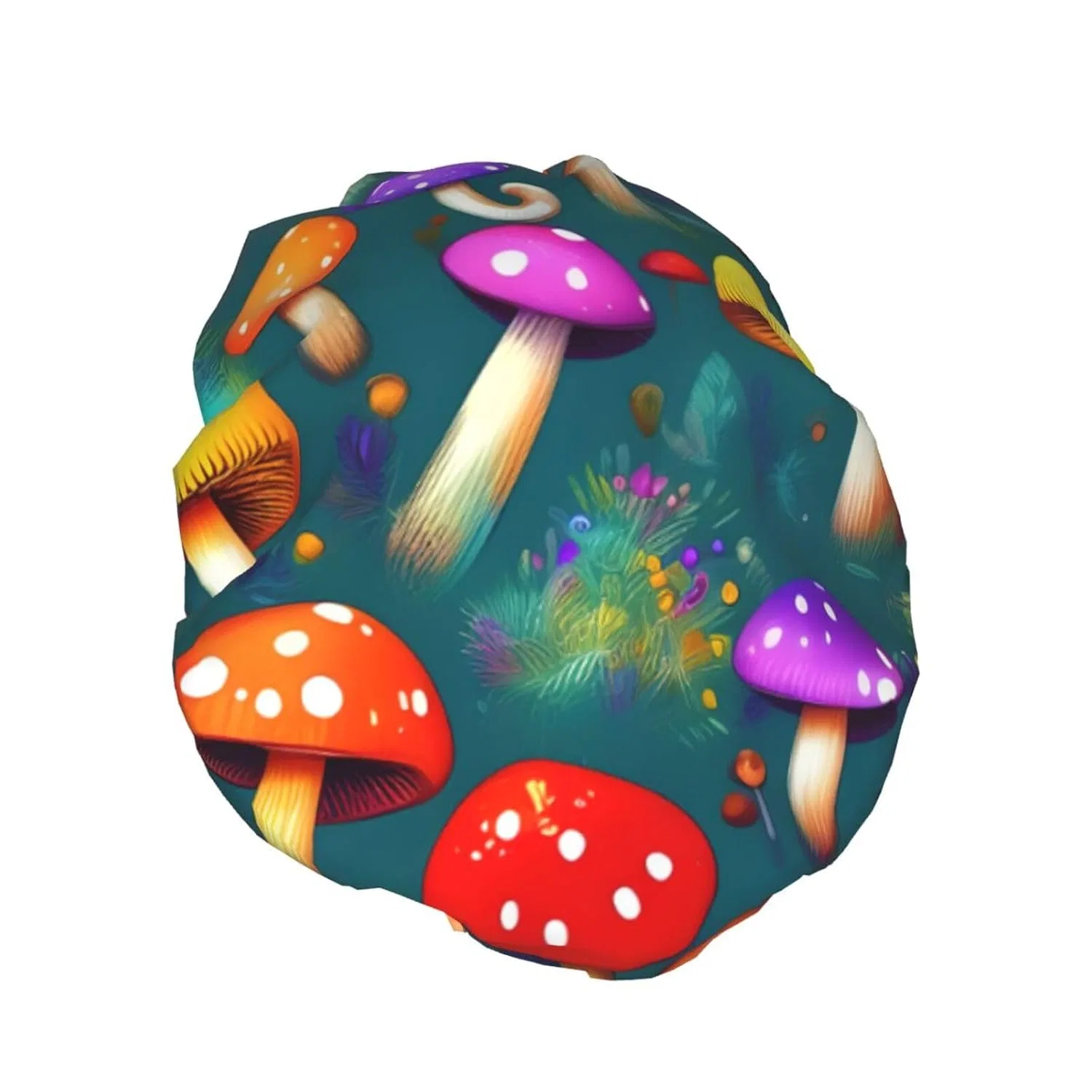 Двухслойная шапочка для душа Bright Mushrooms Kunstdruck, bvgweet, большой диаметр 27 см — фото 2