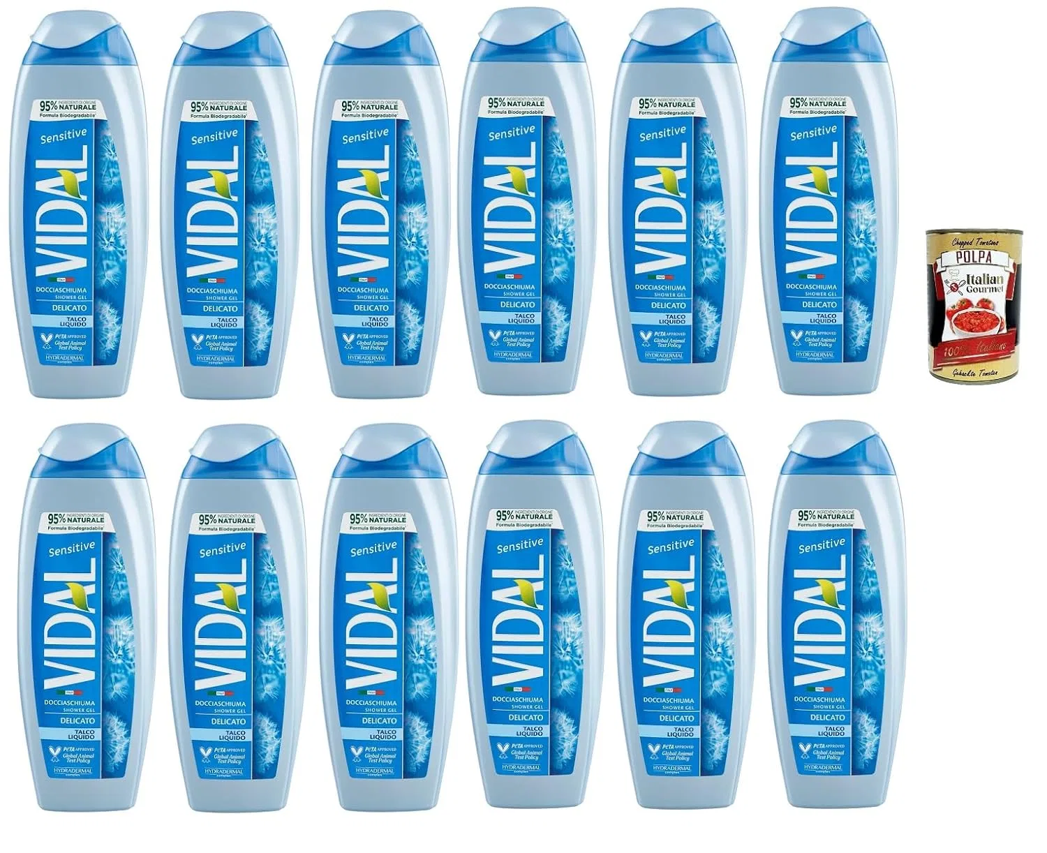 Гель для душа Vidal Sensitive Talco Liquido, Italian Gourmet E.R., 12 x 250 мл, Белый
