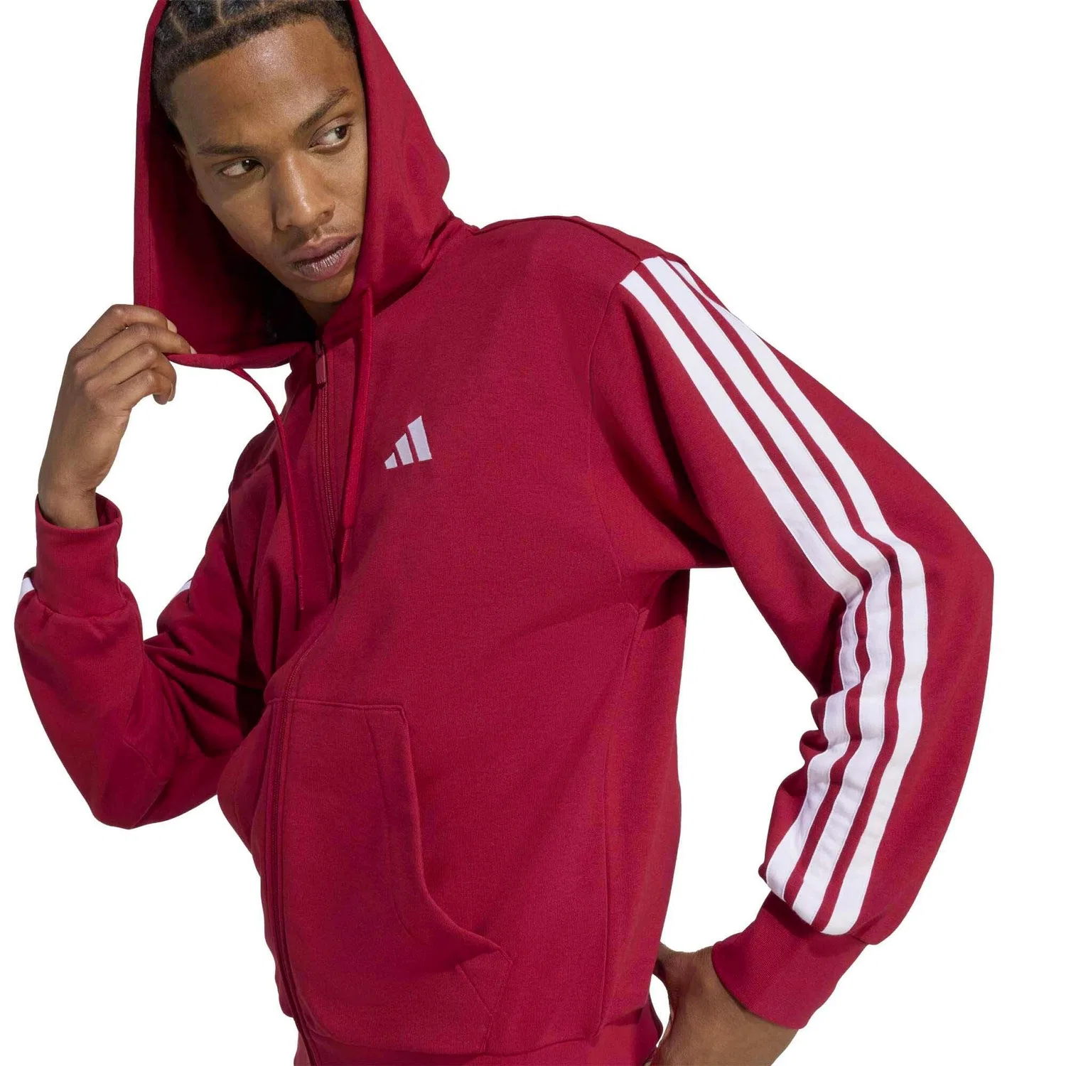 Мужской свитшот с капюшоном Adidas Sport M 3S Ft Fz Hd, Rot — фото 4