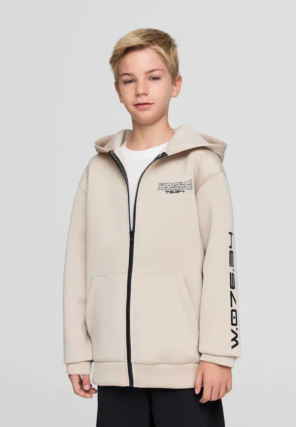 Худи на молнии с принтом Zip-up sweatshirt Terranova, beige, бежевый