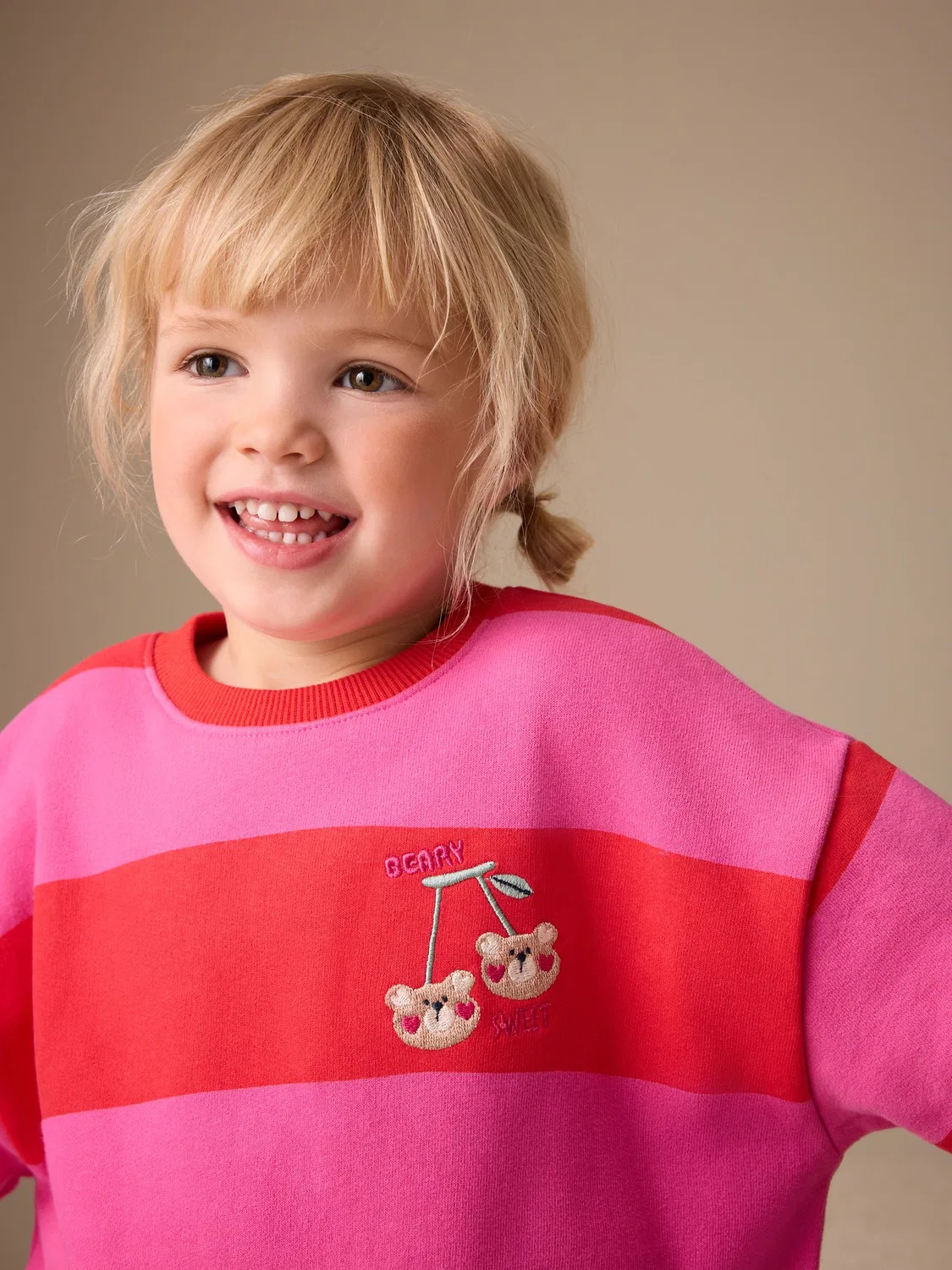 Свитшот с полосатым принтом, Red/Pink Stripe Crew Neck Next, красный/розовый — фото 2
