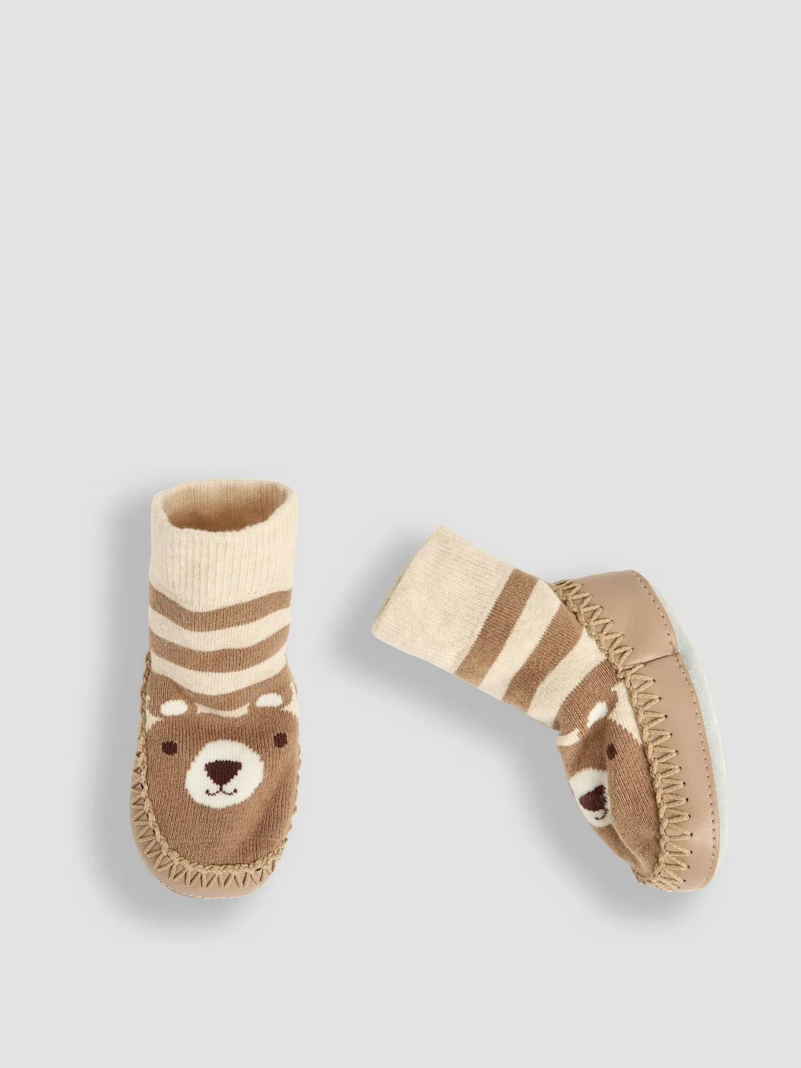 Мокасины-носочки тапочки Mouse Moccasin Slipper Socks Jojo Maman Bébé, коричневый медведь — фото 3