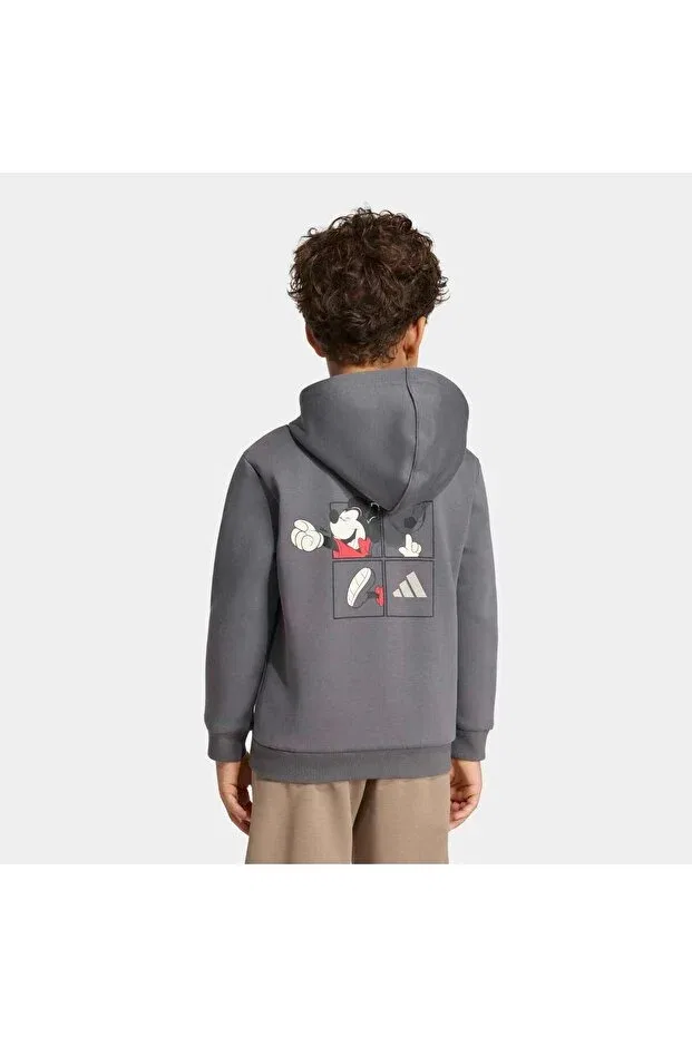 Детское худи для девочек хлопковое Adidas, Gray Five / Off-White — фото 2